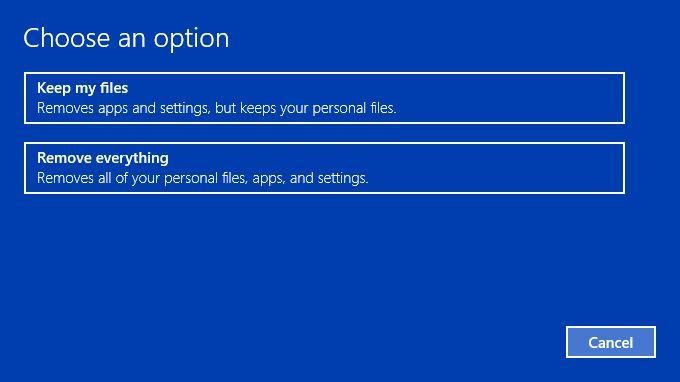 Seleccione la opción para Conservar mis archivos y haga clic en Siguiente |  Reparar Windows 10 no descargará ni instalará actualizaciones