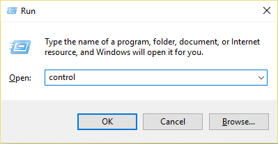 Presione la tecla de Windows + R y luego escriba control
