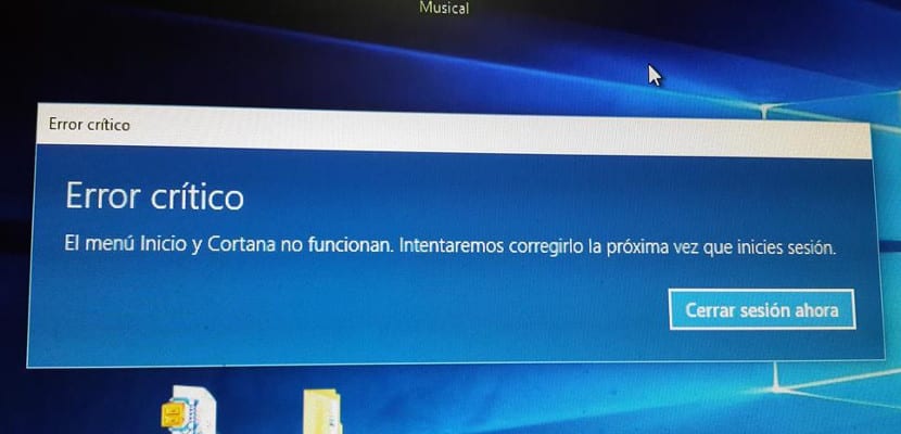Cómo reparar el error crítico de Cortana y el menú Inicio en Windows 10