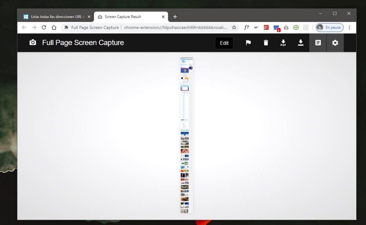Captura de pantalla de página completa para Google Chrome