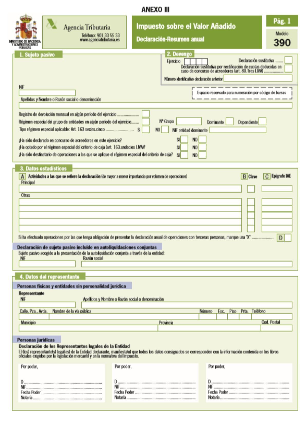 Cómo completar el formulario 390 paso a paso