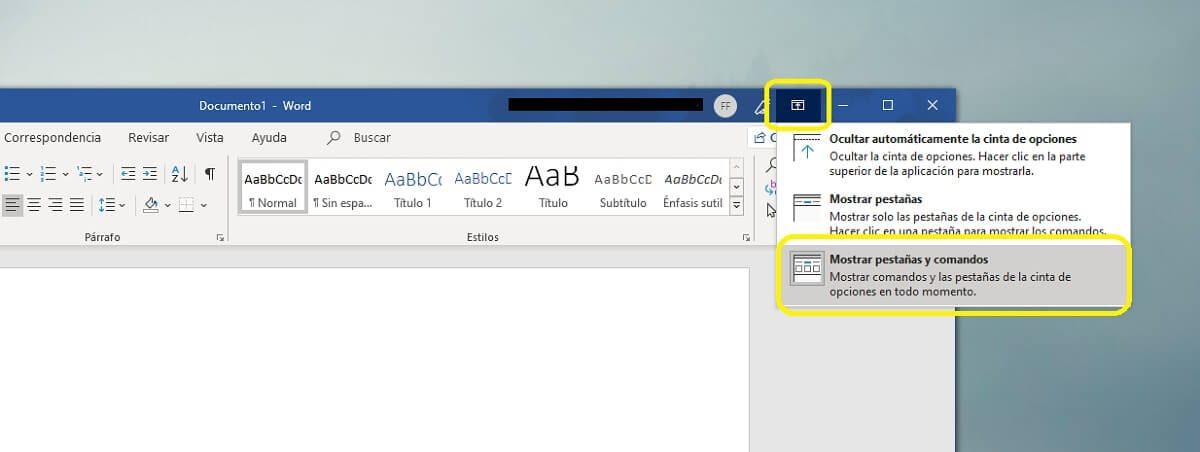 Vuelva a mostrar la barra de herramientas en Microsoft Word