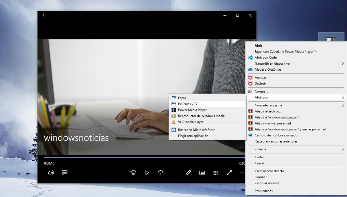 Recortar videos en Windows 10 sin instalar nada: abrir con Películas y TV