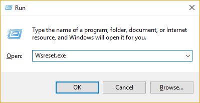 wsreset para restablecer el caché de la aplicación de la tienda de Windows
