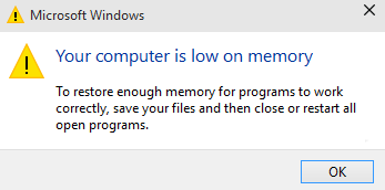 Repare la advertencia de que su computadora tiene poca memoria