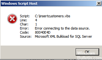 ✅ Cómo corregirlo: Proveedor Microsoft OLE DB para el error de SQL Server 80040e4d