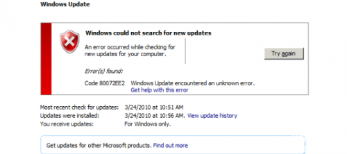 </noscript>✅ Fix update error 80072ee2 (resolved)