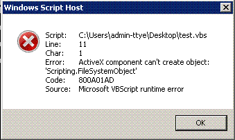 </noscript>✅ Arreglando el error de tiempo de ejecución de Microsoft VBScript ‘800a01ad’ (resuelto)