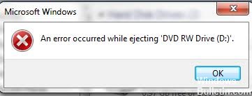 ✅ Se produjo un error al expulsar la unidad de DVD RW en Windows 10 Fix