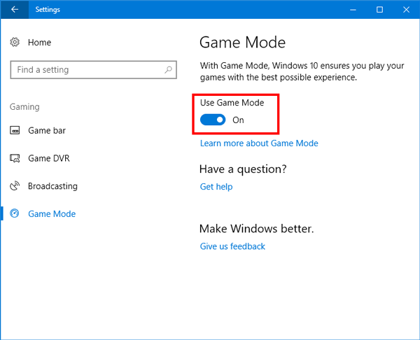 ✅ Habilitar o deshabilitar la función de modo de juego de Windows 10