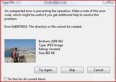 ✅ Error 0x80070052 No se puede crear el directorio o archivo Reparar