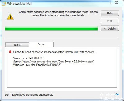 ✅ Solución de error 0X80048820 de Windows Live Mail