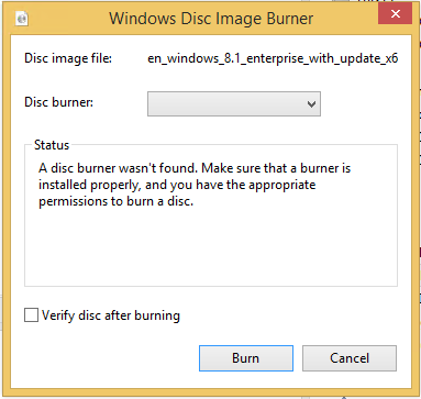 </noscript>✅ Fix a disk burner not found error when burning an image