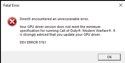 ✅ Solucionar el error 5761 del desarrollador de COD Modern Warfare: Error irrecuperable