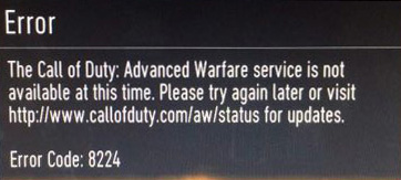 ✅ Arreglar el código de error 8224 de Advanced Warfare de Call Of Duty (COD)