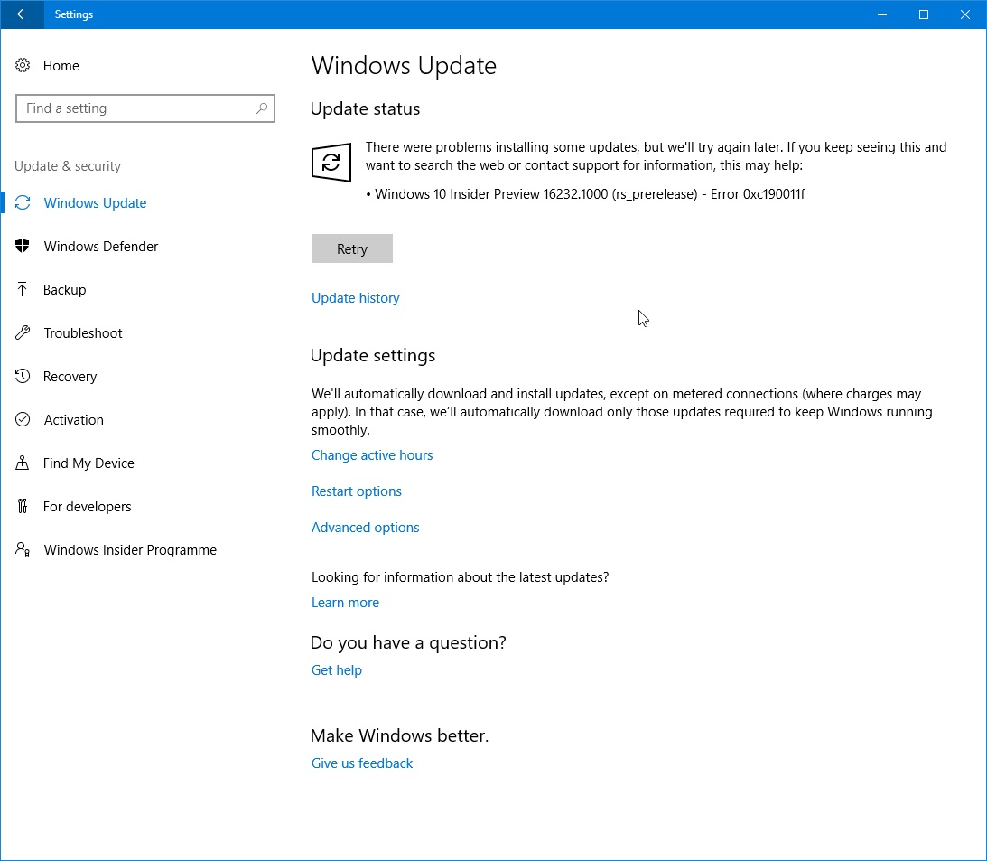 ✅ Reparar el error de actualización de Windows 0xc190011f (resuelto)