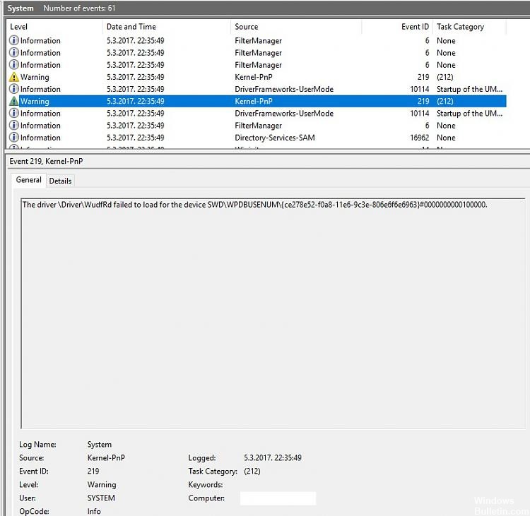 </noscript>✅ Cómo corregir el error Event ID 219 cuando un dispositivo está conectado a Windows 10