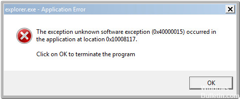 Cómo reparar la excepción de software desconocida 0x40000015