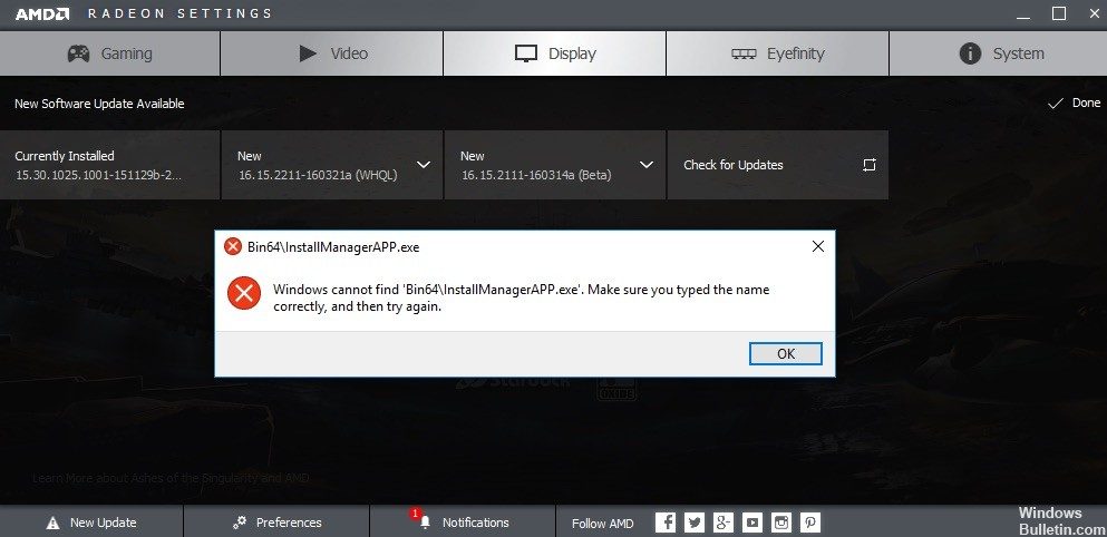 Не удалось найти bin64 installmanagerapp exe windows 10