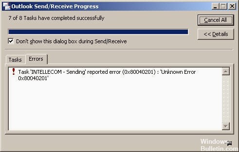 </noscript>✅ Corrección: Error de envío de Outlook 0x80040201