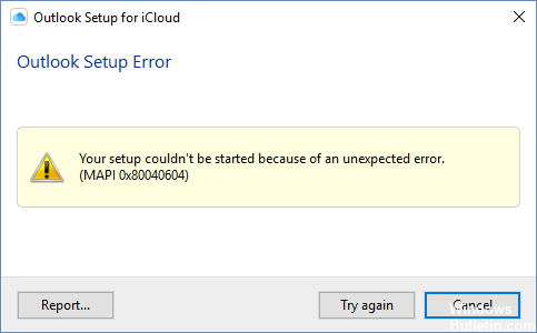 </noscript>✅ Correction de l'erreur 0X80040604 du problème de synchronisation Microsoft Outlook iCloud
