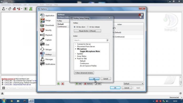 teamspeak for mac push to talk setting