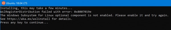 </noscript>✅ Fix WslRegisterDistribution failed with error 0x8007019e and 0x8000000d