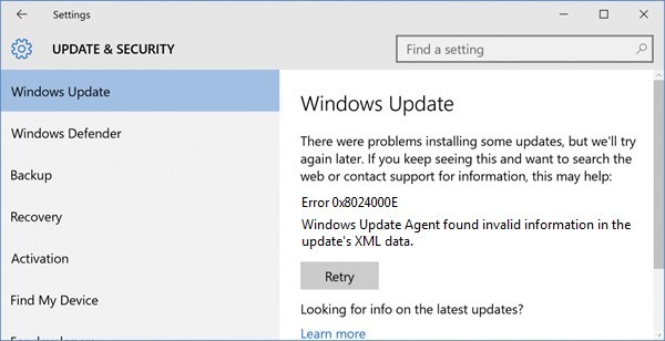 ✅ Reparar el error de actualización de Windows 0x8024000E