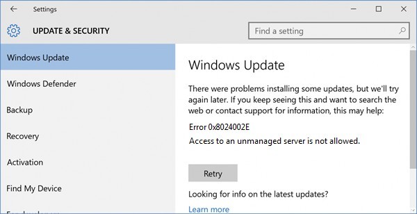 ✅ Cómo reparar el error de actualización de Windows 0x8024002E (resuelto)