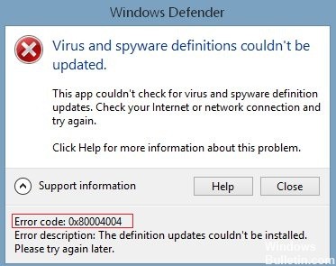 ✅ Reparación del código de error de Windows Defender 0x80004004
