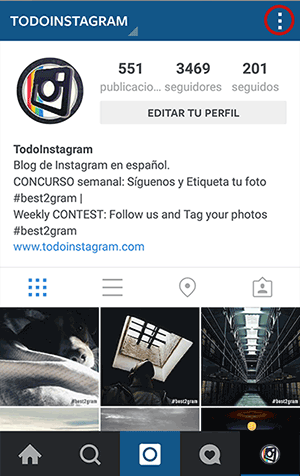 Configuración de perfil iniciar sesión Instagram
