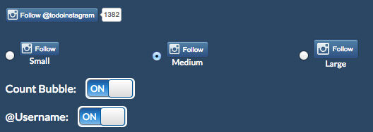 Botón Configurar para obtener seguidores de Instagram desde el blog