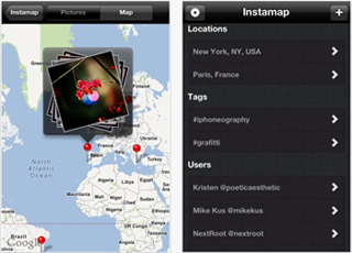 Instamap, una aplicación para encontrar usuarios de Instagram cerca de ti.